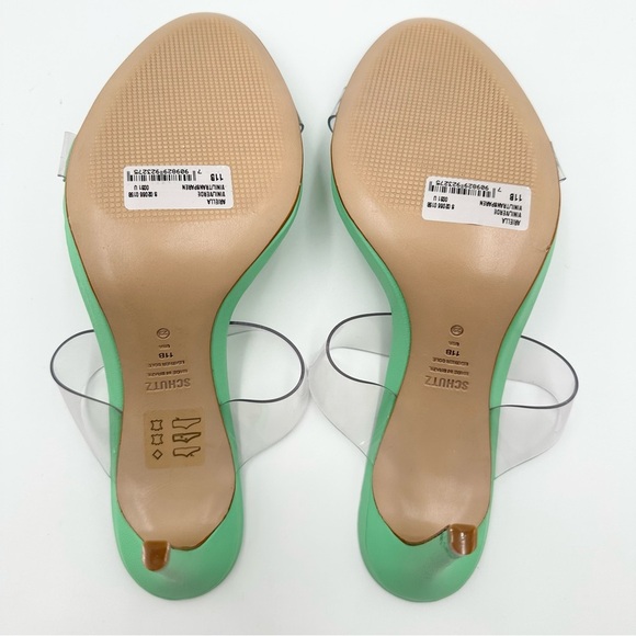 SCHUTZ Ariella Transparent Strappy Heel Deep Mint Green - Picture 9 of 11